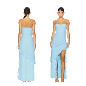 Amanda Uprichard Magnolia Dress in Baby Blue strapless